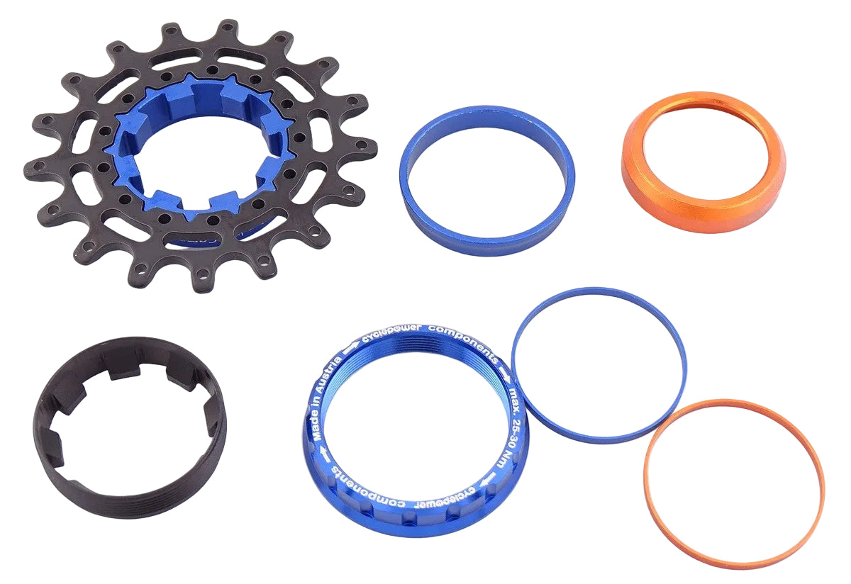 singlespeed-conversion-kit-campagnolo-ED+sprocket-blue-orange